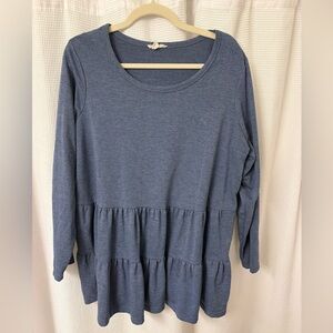 Women's Blue Tiered Long Sleeve Top
